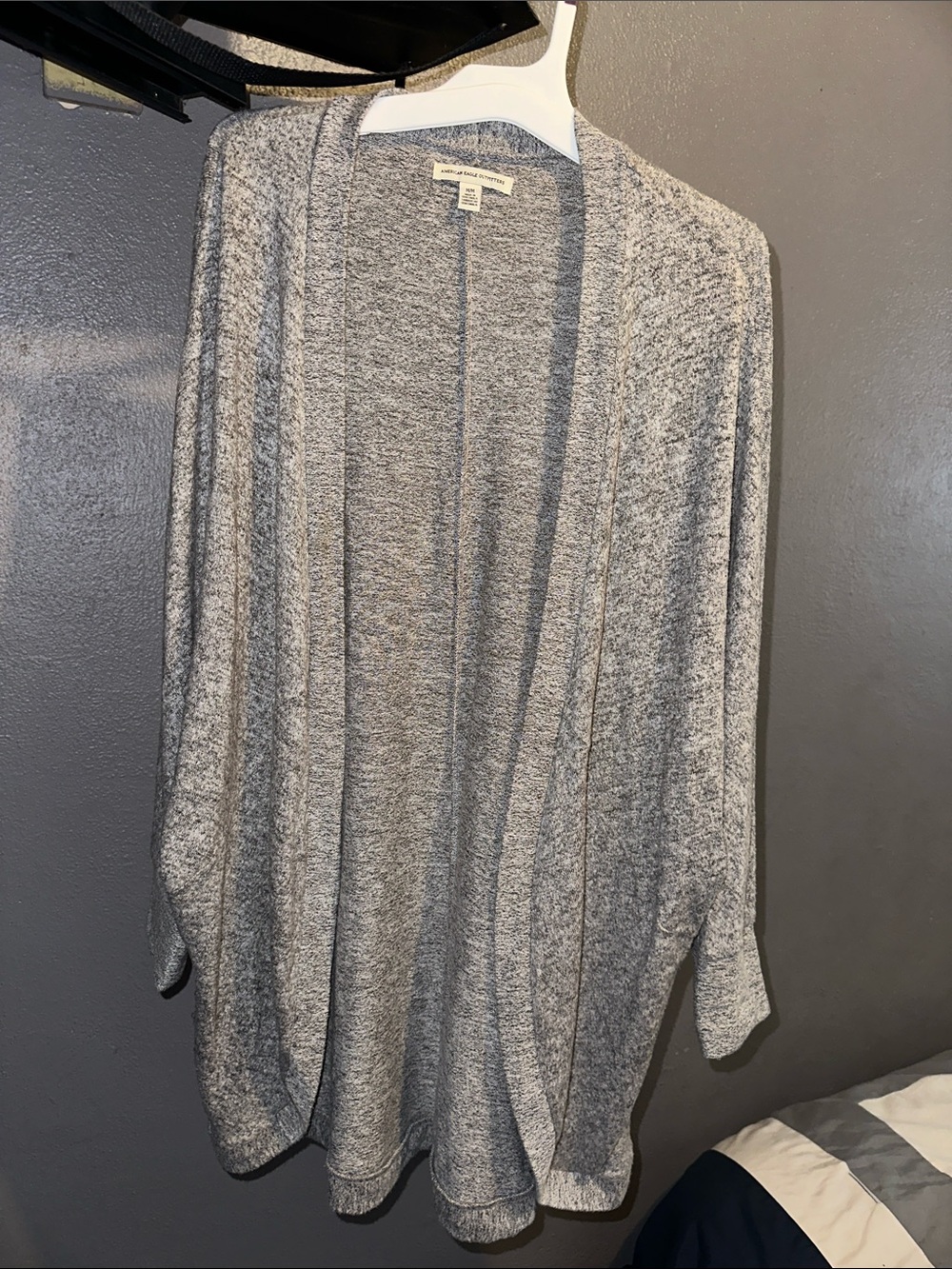 American Eagle Outfitters Heather Gray Open-Front Women's Cardigan